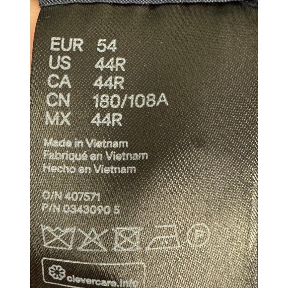 H&M Linen Blazer Sport Coat Mens 44R Blue Elbow Patches 2 Button Slim Fit Formal - Picture 5 of 12